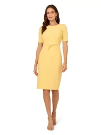 Stretch Crepe Bow Sheath Dress