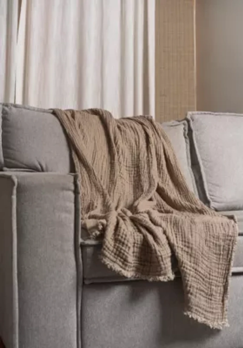 Truly Soft Two-Toned Organic Throw Blanket Olive Green