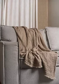 Truly Soft Two-Toned Organic Throw Blanket Olive Green