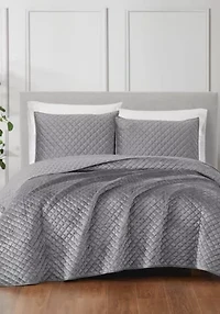 Royal Velvet Diamond Navy Blue Twin/Twin XL Quilt Set