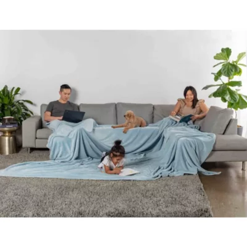 Truly Soft Velvet Plush Light Blue Family Blanket
