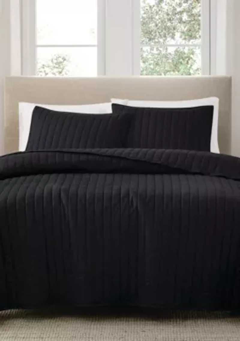 Brooklyn Loom Solid Cotton Percale Blush Twin/Twin XL 2 Piece Quilt Set