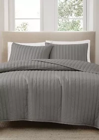 Brooklyn Loom Solid Cotton Percale Black Twin/Twin XL 2 Piece Quilt Set