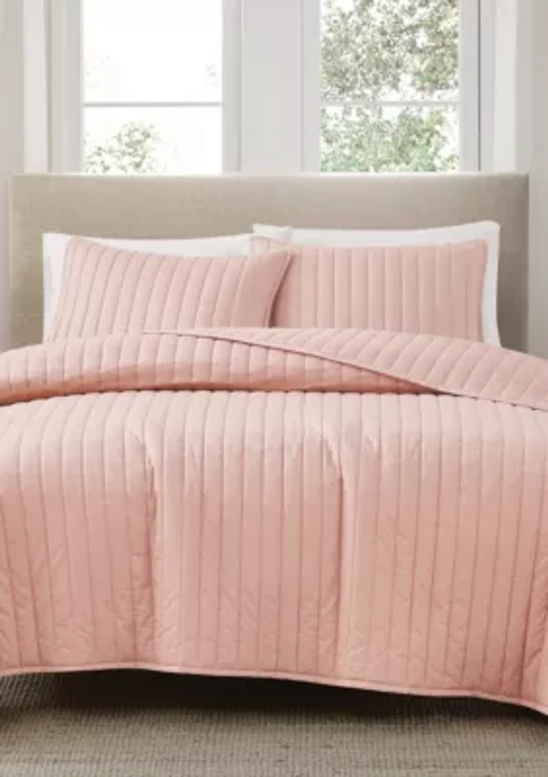 Brooklyn Loom Solid Cotton Percale Black Twin/Twin XL 2 Piece Quilt Set