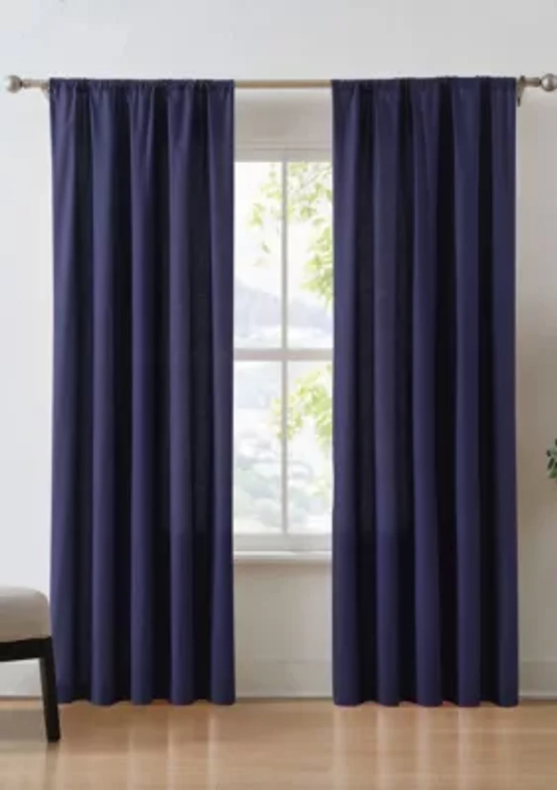 Brooklyn Loom Solid Cotton Percale Olive Green 50x84 Window Curtain Pair