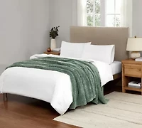 Brooklyn Loom Heathered Sherpa Bed Blanket