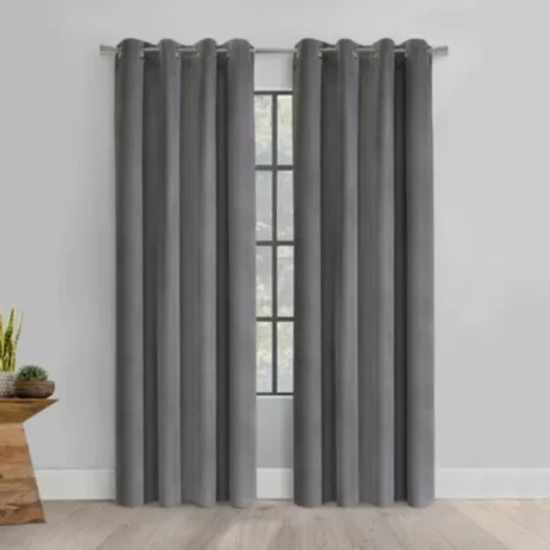 Duo Vice Versa Total Blackout Reversible Grommet Curtain Panel 52 x 63 Black and Grey