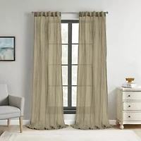 Paloma Sheer Dual Header Curtain Panel 52 x 84 Khaki