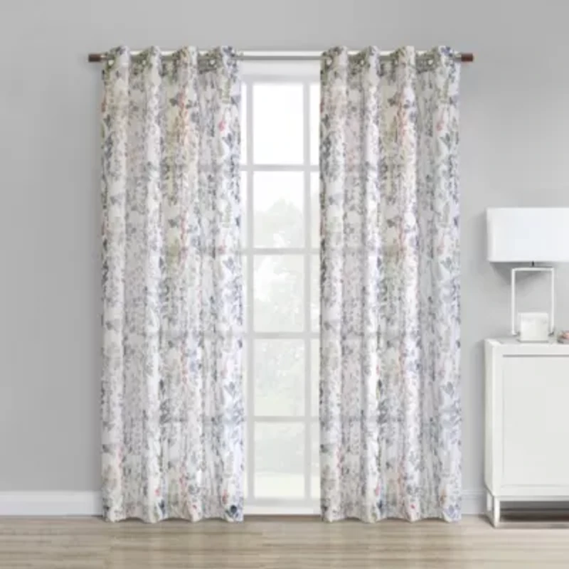 Audrey Printed Sheer Grommet Curtain Panel 52 x 95 Multi