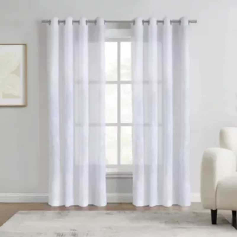Selina Sheer Grommet Curtain Panel 52 x 95 White