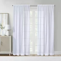 Crushed Sheer Tab Top Curtain Panel 52 x 84 White