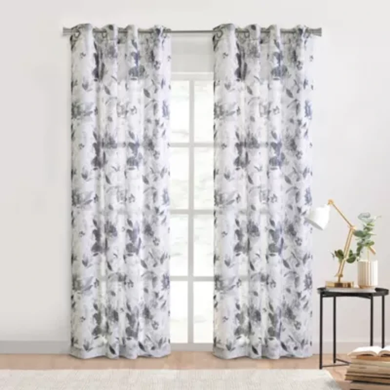 Nora Sheer Grommet Curtain Panel 52 x 84 in Steel Blue