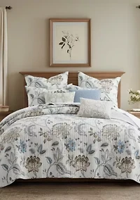 Malaney Neutral Blue Quilt Set