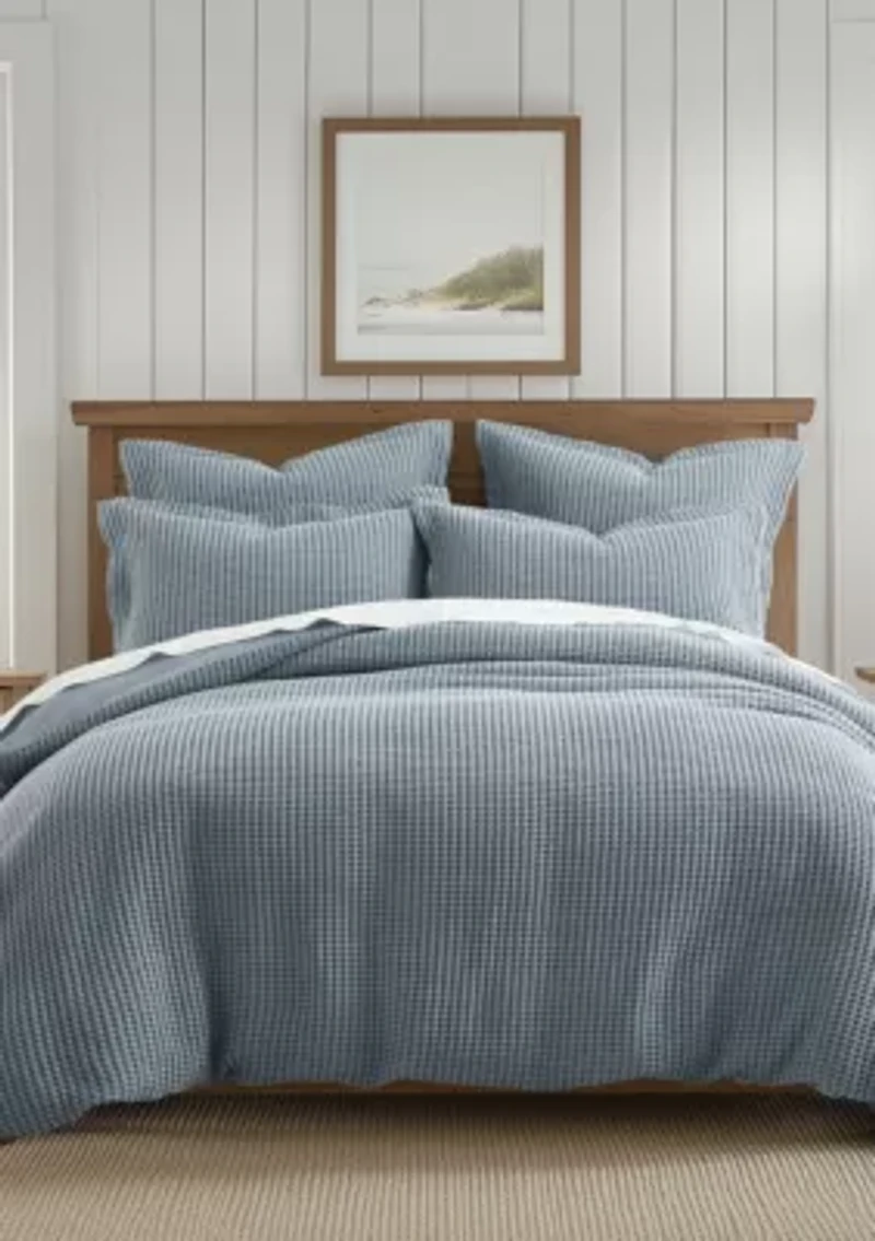 Mills Waffle Forest Green Duvet Set