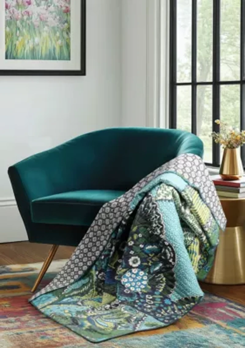 Jules Blue Quilted Throw