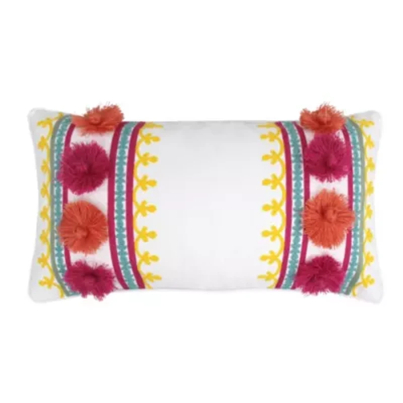 Grandiflora Embroidered Tassel Pillow