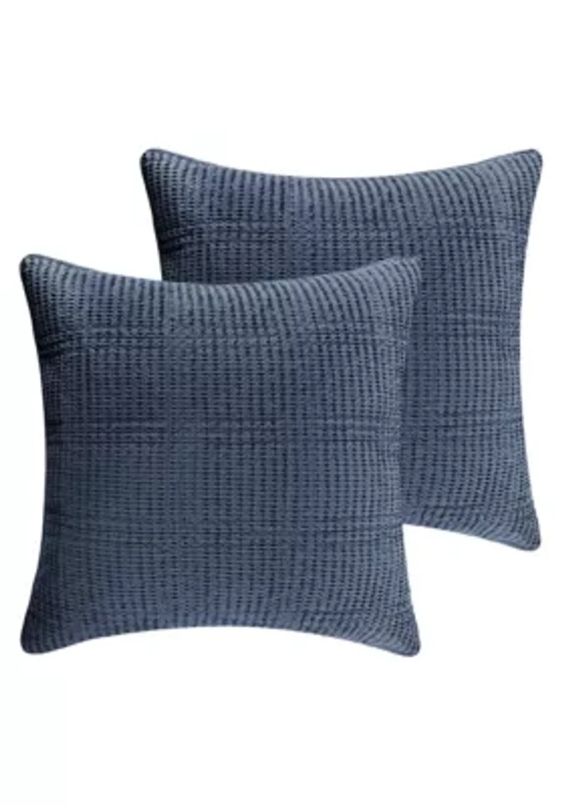 Cloud Waffle Navy Quilted Euro Sham 2pk