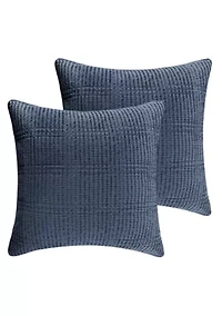 Cloud Waffle Navy Quilted Euro Sham 2pk