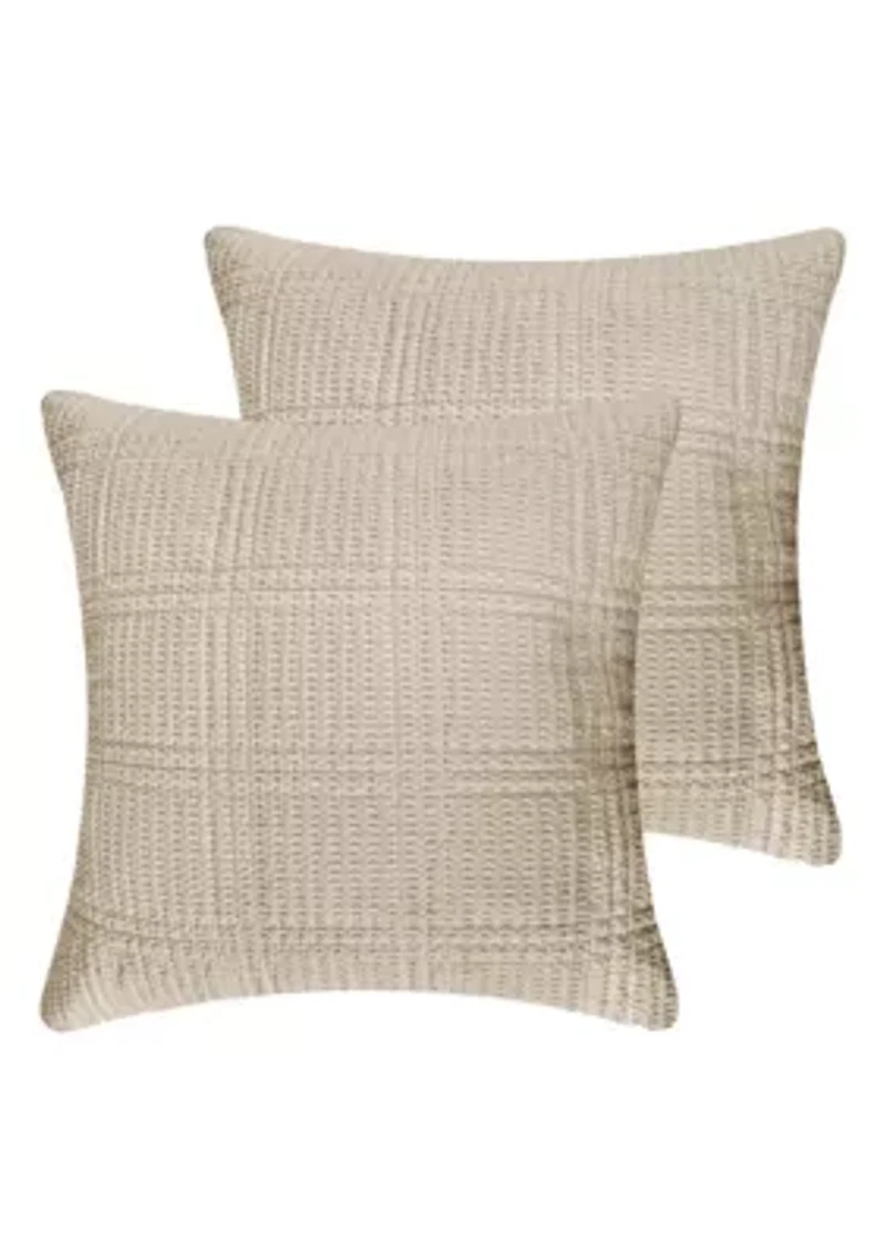 Cloud Waffle Taupe Quilted Euro Sham 2pk