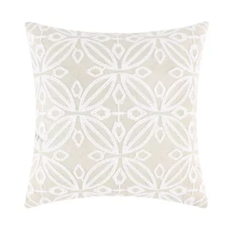 Aliza White Embroidered Medallion Pillow