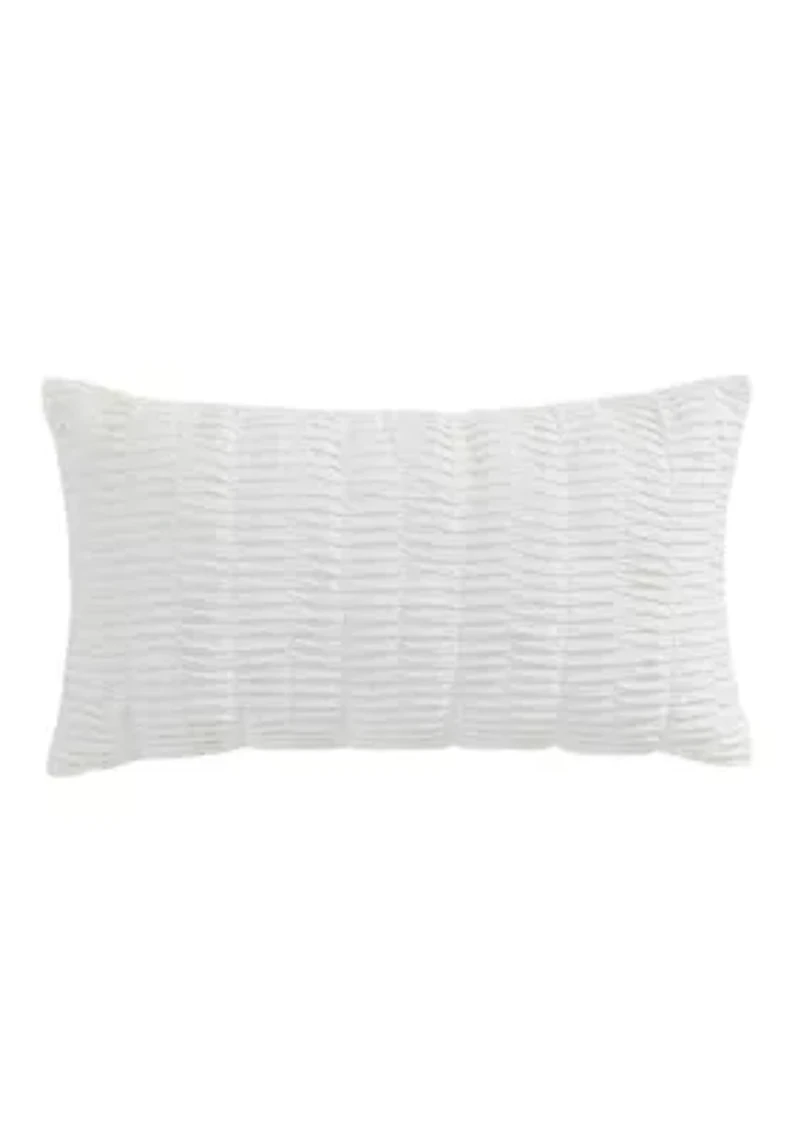 Waffle Plaid Pleated Pillow 22x12