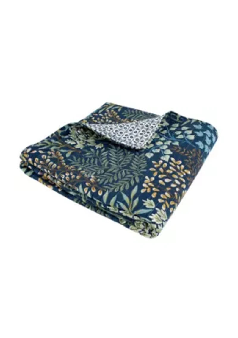 English Forest Navy Quilted Throw