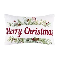 Pine & Plaid Printed Merry Christmas Pillow 12x20