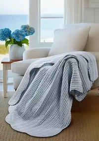 Martha Stripe Blue Quilted Throw