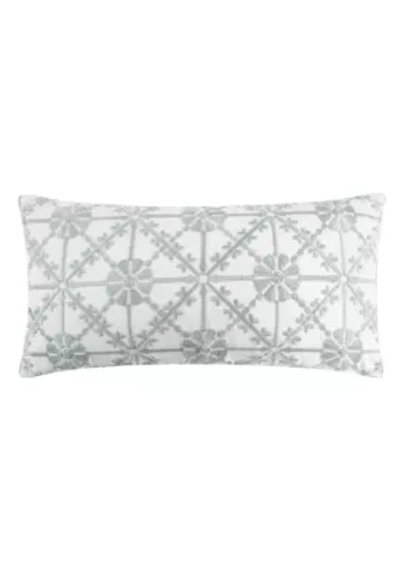 Sarrah Emboidered Floral Pillow 12x24
