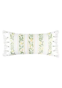 Daffodil Embroidered Floral Tassels Pillow 12x24
