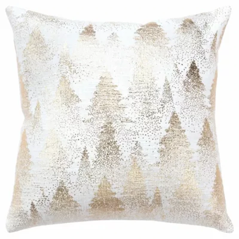 Gold Winter Forest 20X20 Poly Filled Holiday Pillow