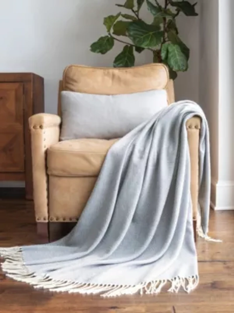 Dusk Blue Herringbone Throw Blanket