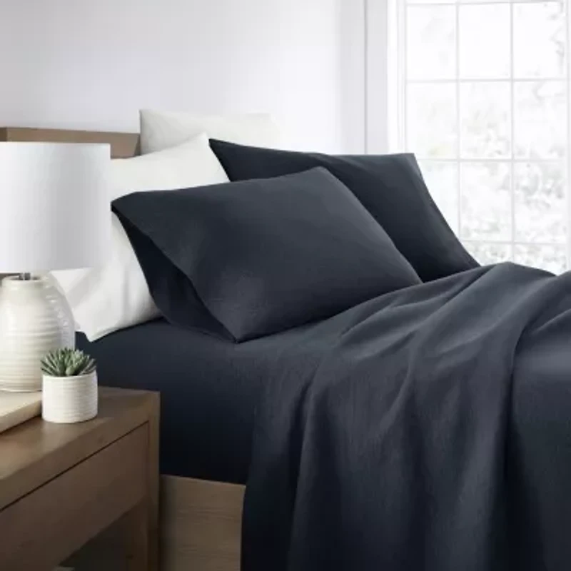 Jersey Knit Sheets - 100% Cotton Ultra Soft 4 Piece Sheet Set Four Way Stretch