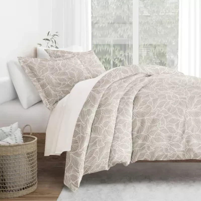 Duvet Cover Set Patterned Microfiber Ultra Soft Bedding Linear Leaves