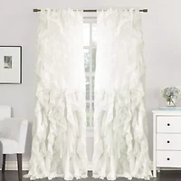 Chic Sheer Voile Vertical Ruffled Tier Window Single Panel Curtain