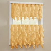 Sheer Voile Vertical Ruffle Window Kitchen Curtain
