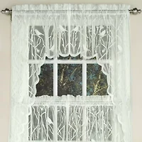 Hopewell Old World Style Floral Lace Kitchen Curtains