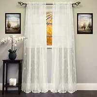 Songbird Motif Knit Lace Window Single Panel Curtain