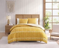 Pasadena Medallion Yellow 2-3 Piece Microfiber Comforter Set with Tassels