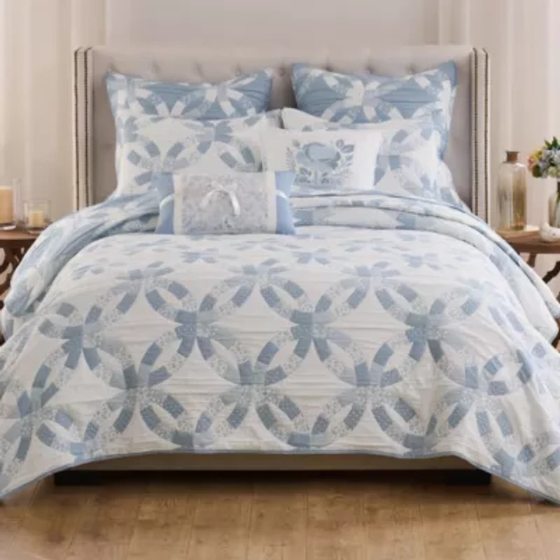 Wedding Ring Blue Full/Queen Coverlet Set