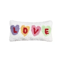 6" x 12" Valentine's Day "Love" Hearts Small/Petite Hooked Accent Throw Pillow