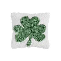 8" x 8" St. Patrick's Day Shamrock Small/Petite Woven Cotton Accent Throw Pillow