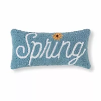 Spring Flower Hooked Pillow 10" x 20"