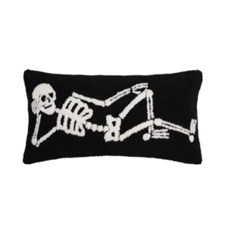 24" x 12" Relaxed Skeleton Hooked Throw Pillow