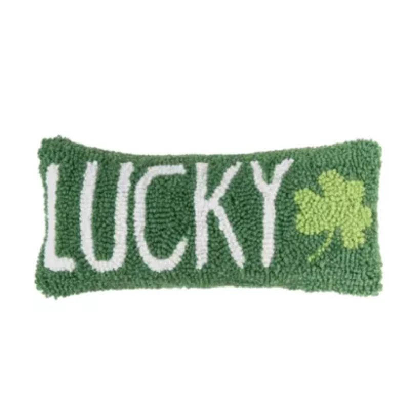 Lucky Clover Hooked Pillow 6" x 12"