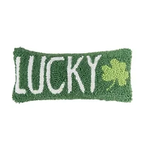 Lucky Clover Hooked Pillow 6" x 12"
