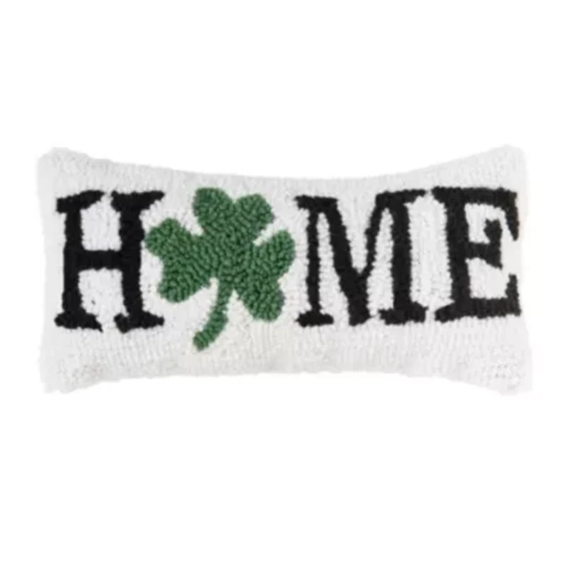 Shamrock Home Hooked Pillow 6" x 12"