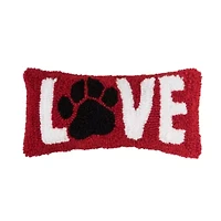 Love Paw Hooked Pillow 6" x 12"