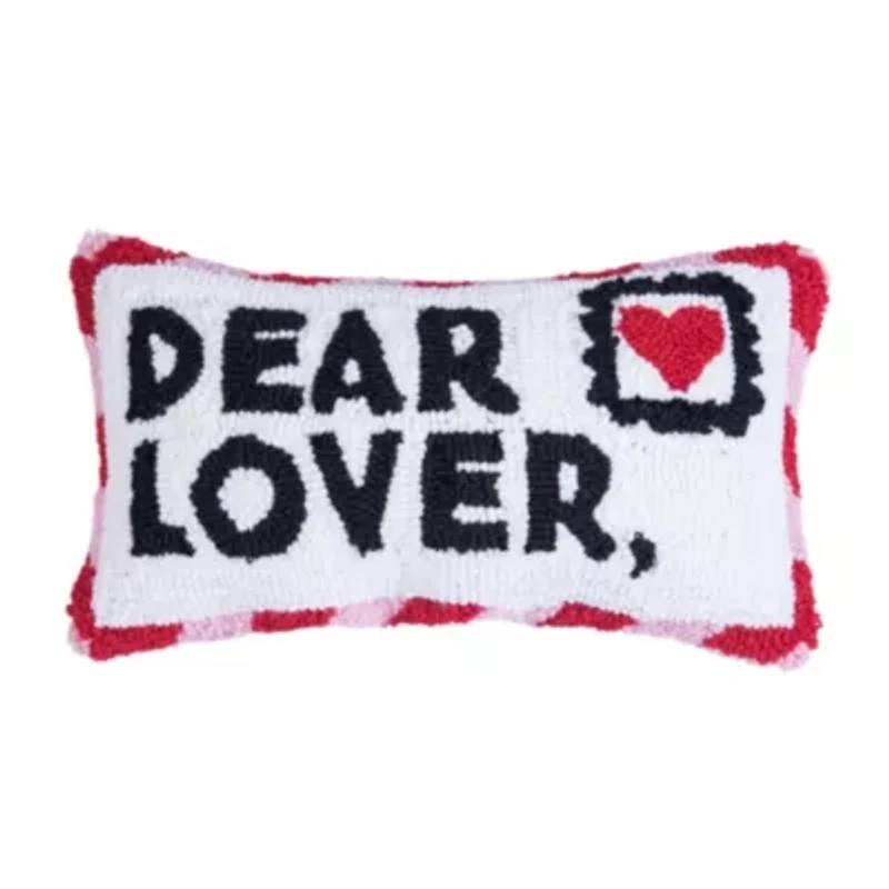 Dear Lover Letter Hooked Pillow 8" x 14"
