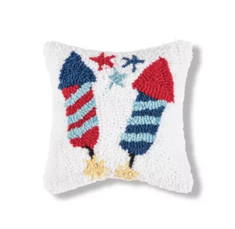 Firecracker Hooked Pillow 8" x 8"
